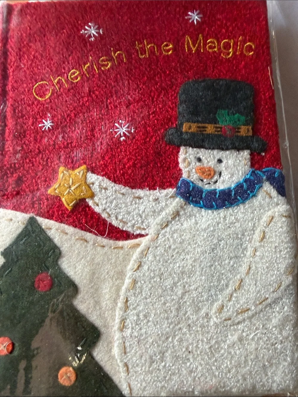 Red 'Cherish the Magic' Snowman Holiday book journal